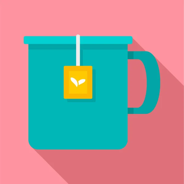Hot tea mug icon, flat style — Stock Vector