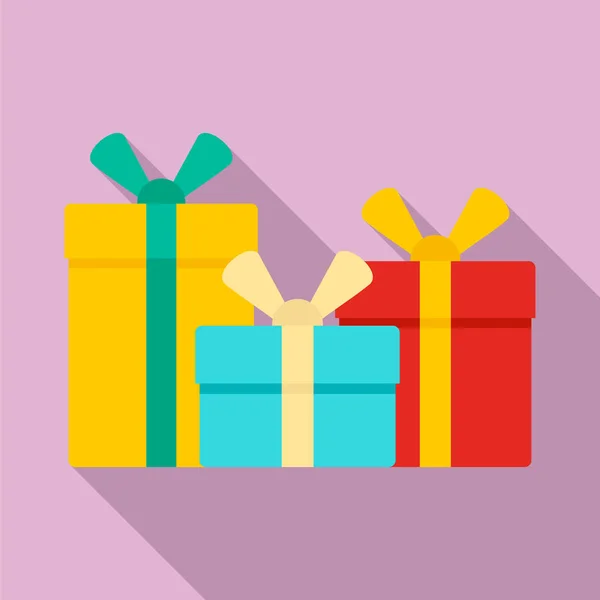 Gift box set icon, flat style — Stock Vector