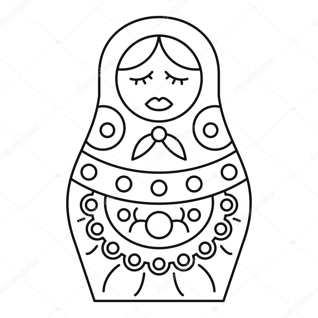 Vintage nesting doll icon, outline style