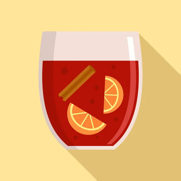 Ícone de vinho quente mulled, estilo plano — Vetor de Stock