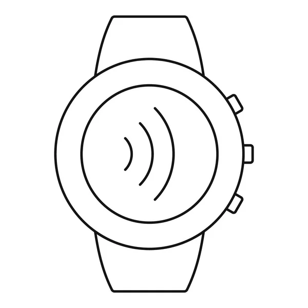 Icona smartwatch rotonda, stile contorno — Vettoriale Stock