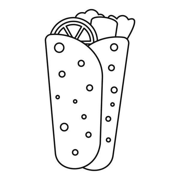 Burrito-Ikone, Umrissstil — Stockvektor