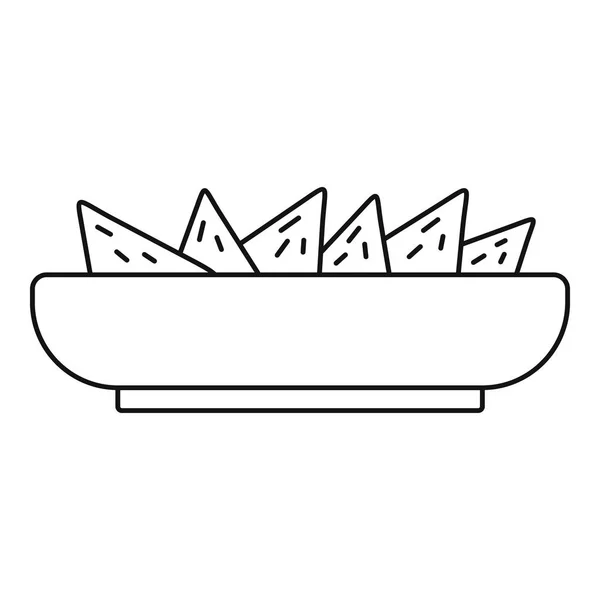 Nachos lemez ikon, körvonalas stílus — Stock Vector