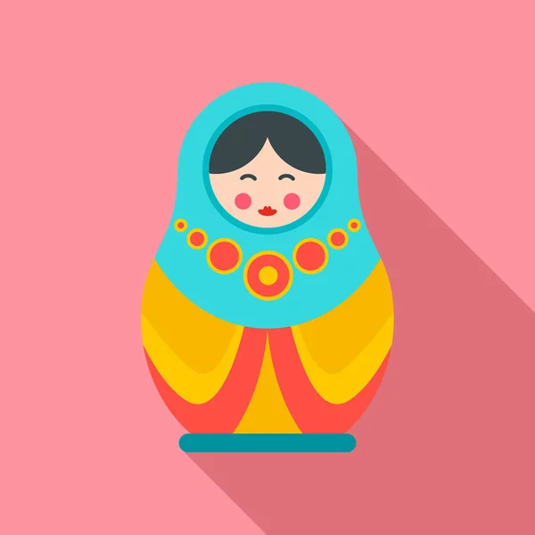 Cultura nesting muñeca icono, estilo plano — Vector de stock