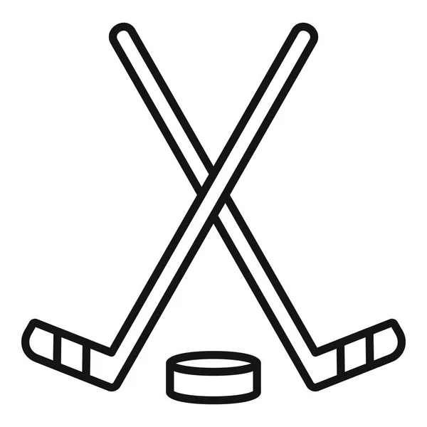 Ice hockey stick icon, outline style — Stock Vector