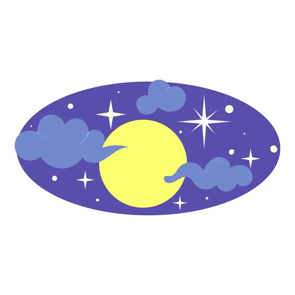 Vollmond am Himmel Ikone, Cartoon-Stil — Stockvektor