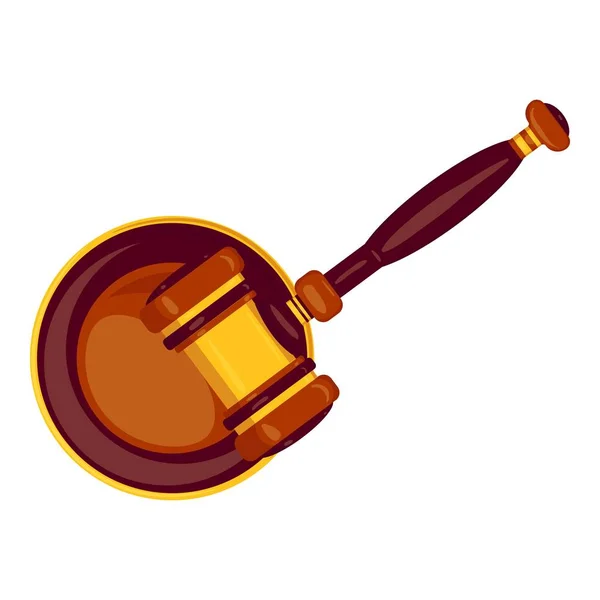 Icona del martelletto di legno vista dall'alto, stile cartone animato — Vettoriale Stock
