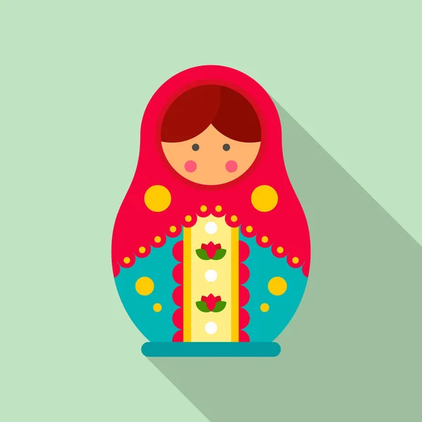 Tradicional ruso nesting muñeca icono, estilo plano — Vector de stock