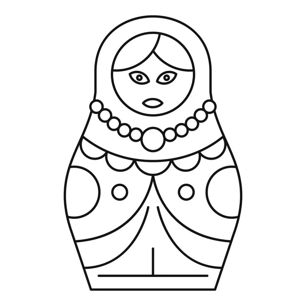 Muñeca de nido de madera icono, estilo de contorno — Vector de stock