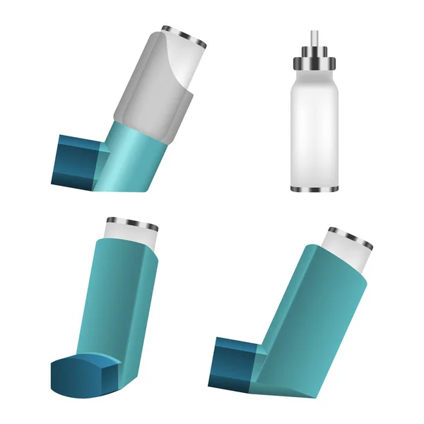 Inhalator zestaw ikon, realistyczny styl — Wektor stockowy