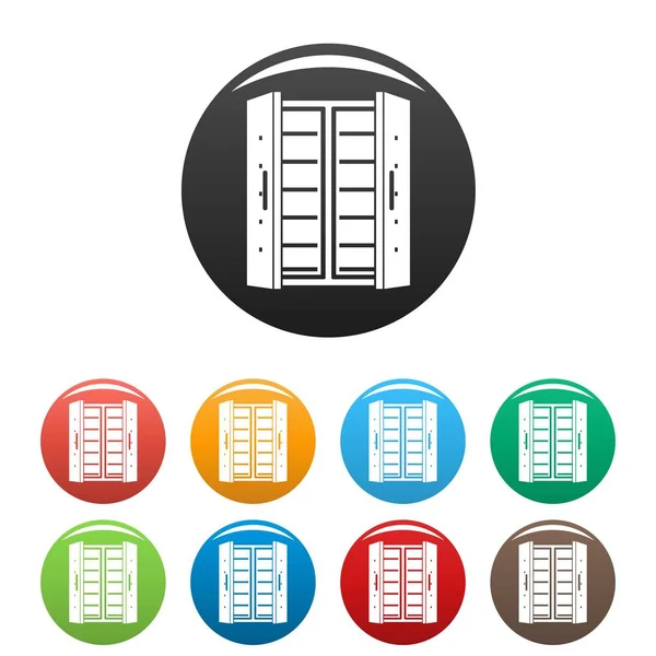 Kühlschrank öffnen Icons setzen Farbe — Stockvektor