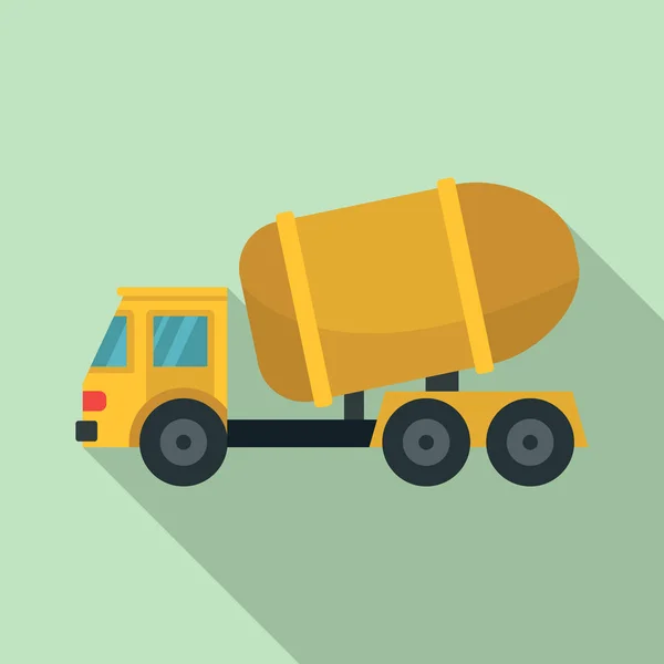 Icône camion de ciment, style plat — Image vectorielle