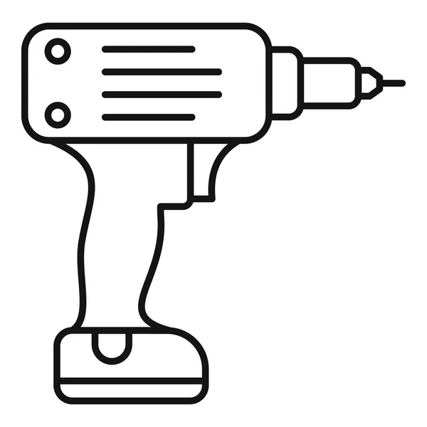 Elektrikli matkap kablosuz simgesi, anahat stili — Stok Vektör