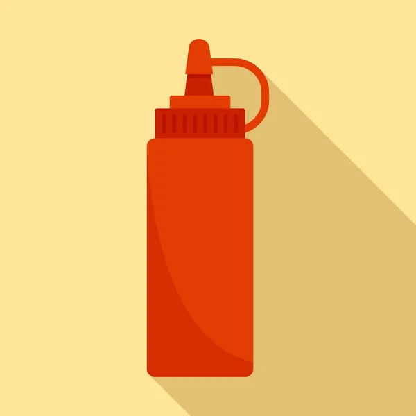 Hot dog ketchup flaska ikon, platt stil — Stock vektor