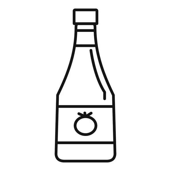 Naturalny keczup butelka ikona, styl konturu — Wektor stockowy