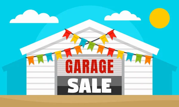 Huis garage verkoop concept banner, vlakke stijl — Stockvector