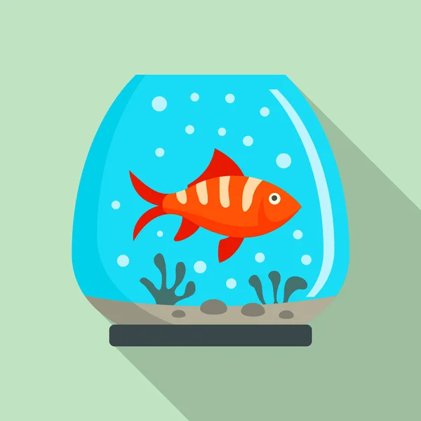 One fish aquarium icon, flat style — Stock Vector