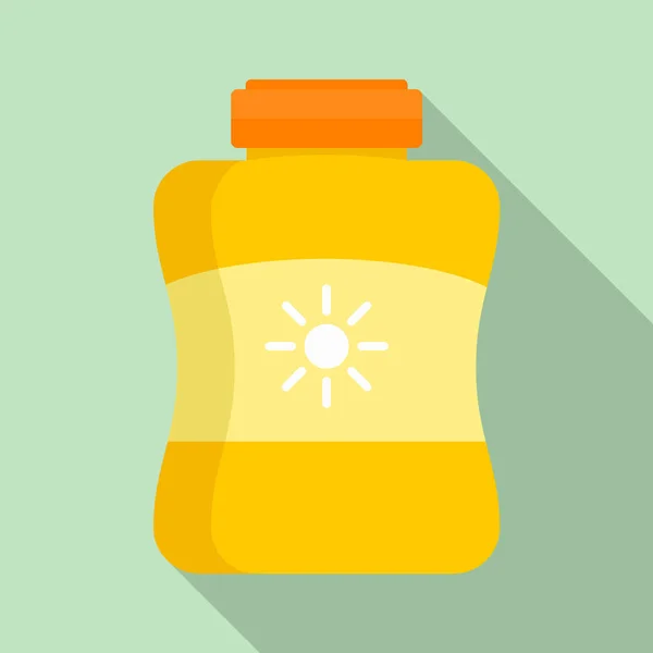Ícone de frasco de creme de proteção solar, estilo plano — Vetor de Stock