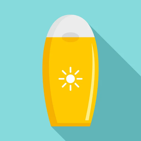 Sun protection bottle icon, flat style — Stock Vector