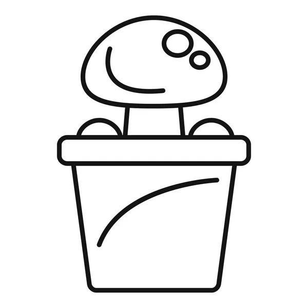 Icône pot champignon, style contour — Image vectorielle