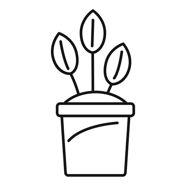 Icono de maceta de planta ecológica, estilo de esquema — Archivo Imágenes Vectoriales
