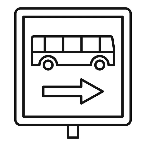 Señal autobús parada icono, estilo de esquema — Vector de stock