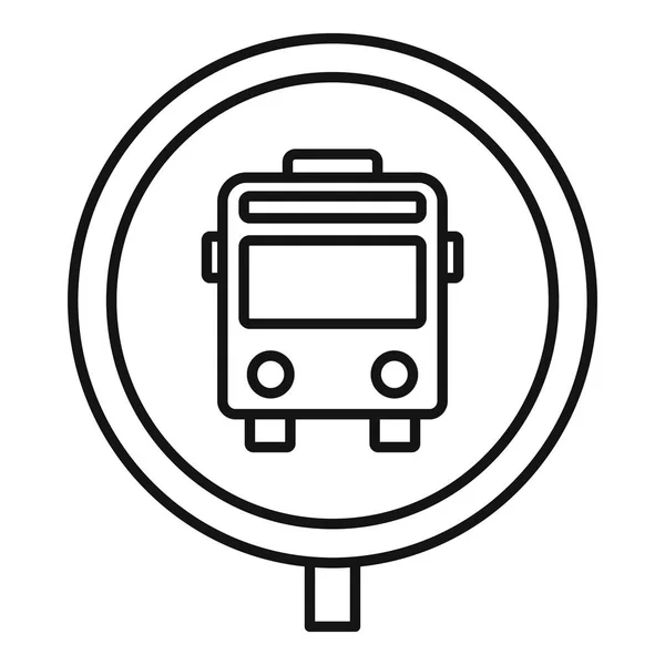 円バス停標識アイコン、アウトラインのスタイル — ストックベクタ