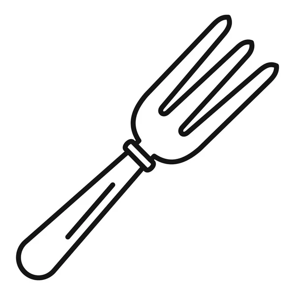 Hand garden rake icon, outline style — Stock Vector