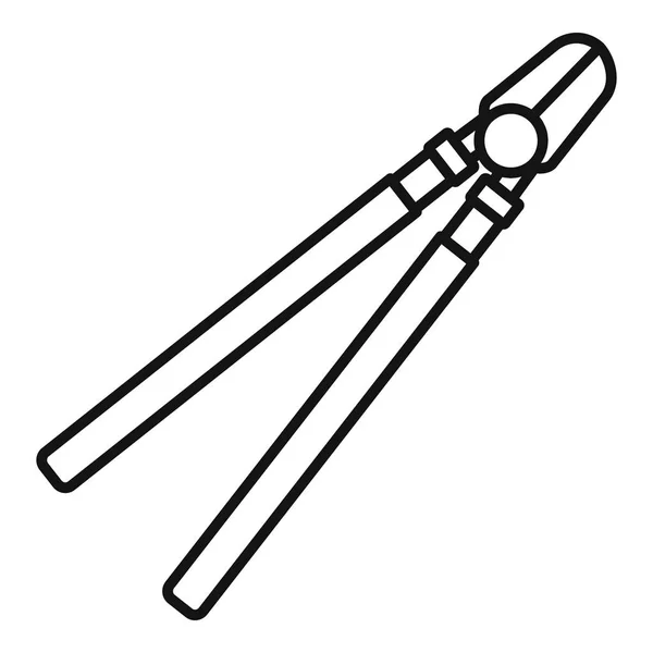 Иконка с длинными ножницами в саду, стиль контура — стоковый вектор