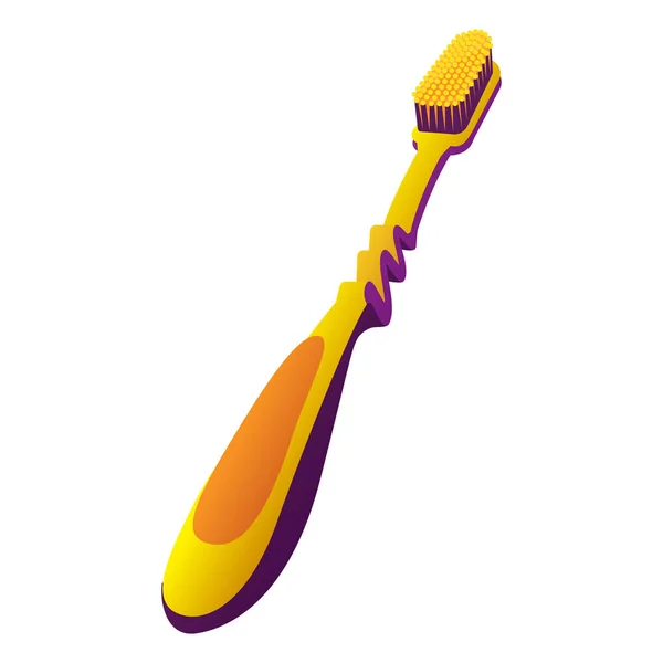 Icono de cepillo de dientes amarillo, estilo de dibujos animados — Vector de stock