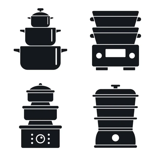 Conjunto de iconos de vapor, estilo simple — Archivo Imágenes Vectoriales