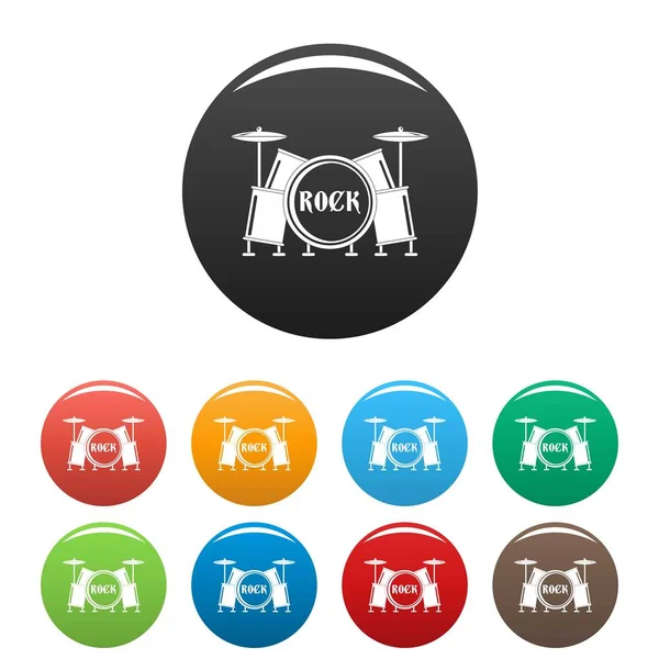 Roche tambours icônes définir la couleur — Image vectorielle