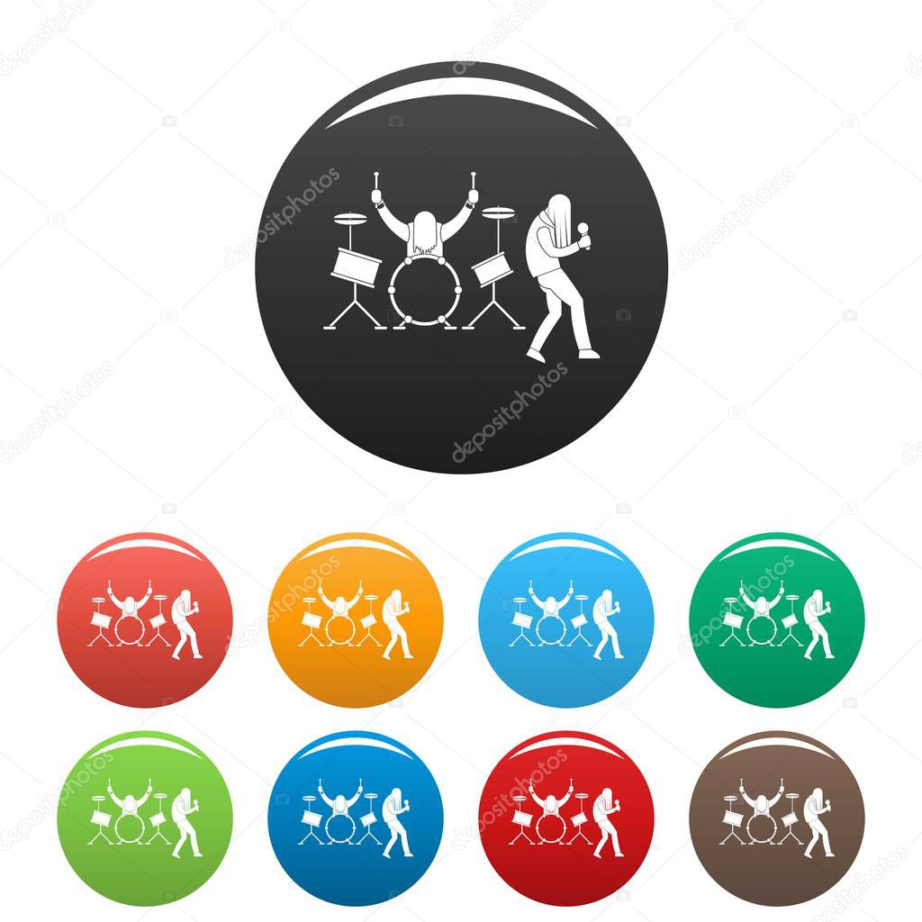 Rock band icons set color