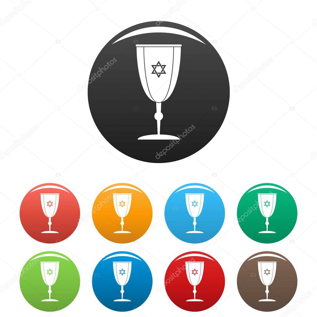 Judaism cup icons set color