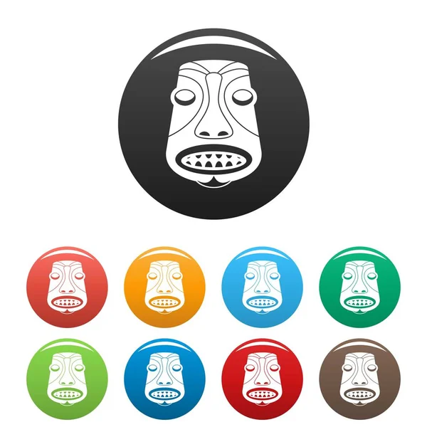 Iconos de ídolos Tiki set color — Vector de stock