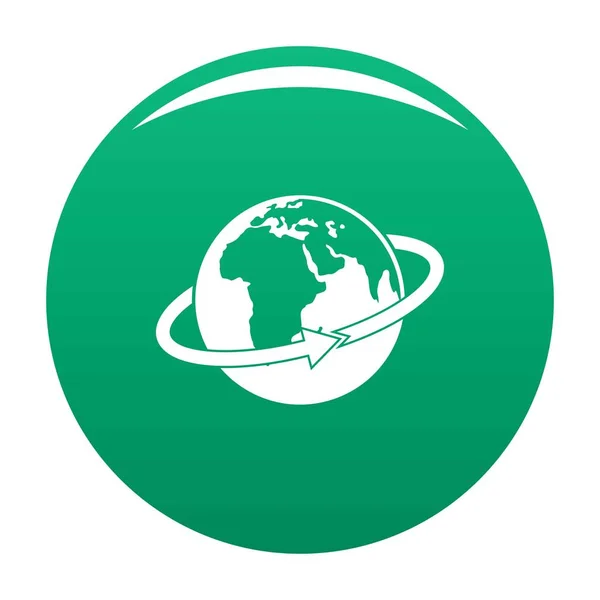 Полет вокруг Земли иконка зеленый — стоковый вектор