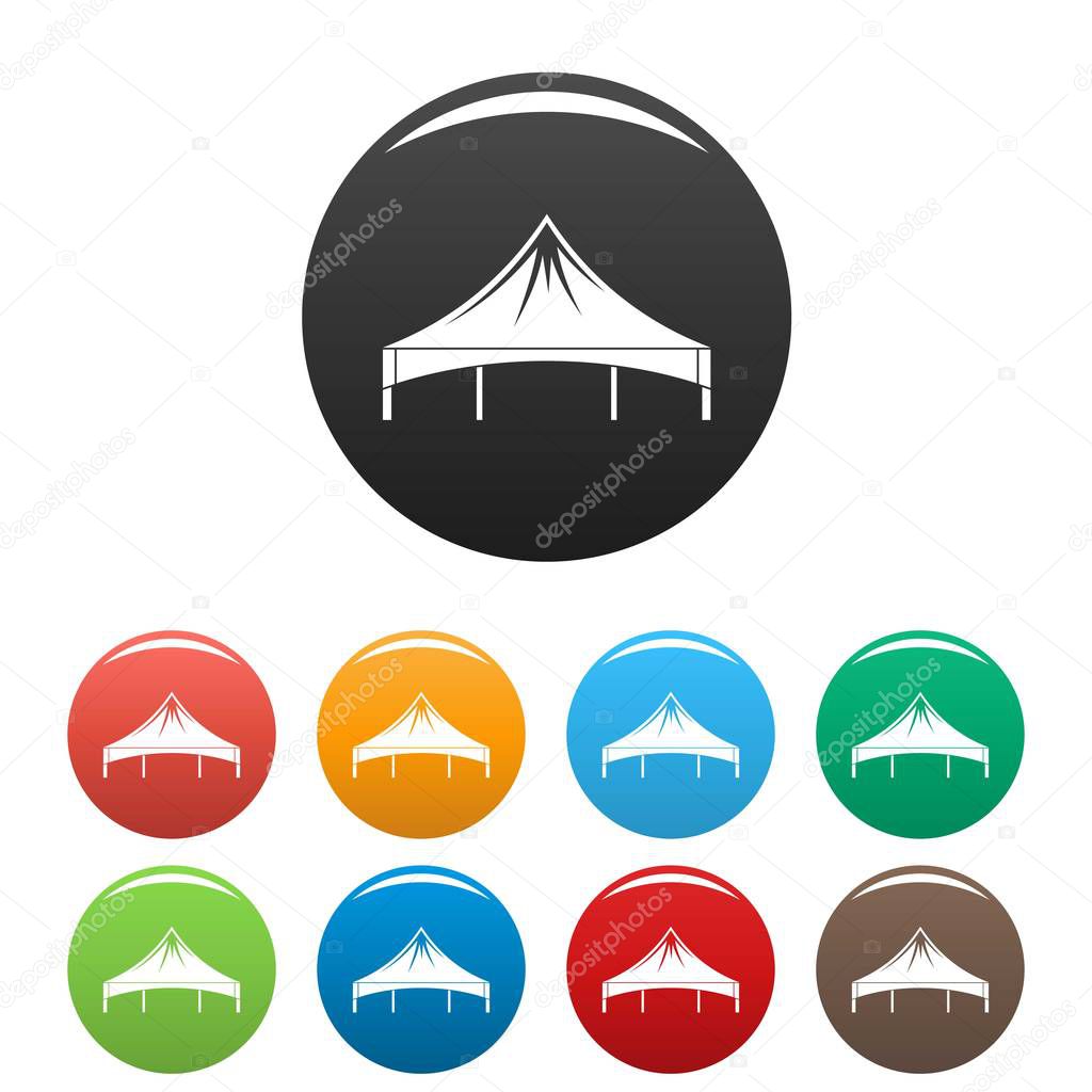 Festival tent icons set color