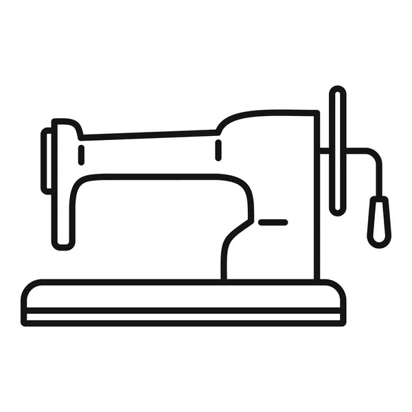 Icona della macchina da cucire retrò, stile contorno — Vettoriale Stock