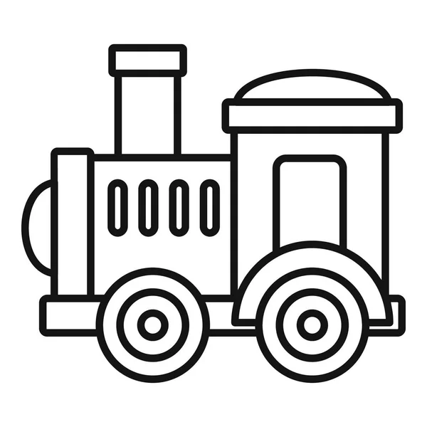 Toy train icon, outline style — Stock Vector