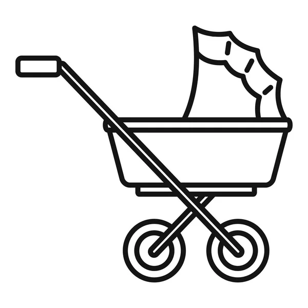 婴儿车图标,轮廓风格 — 图库矢量图片