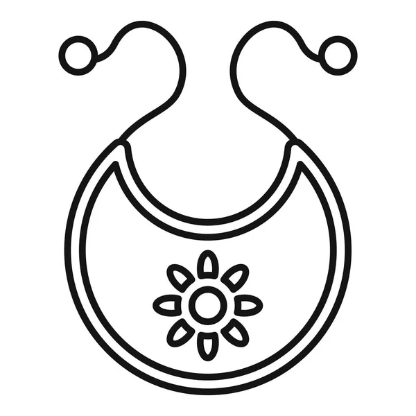 Иконка детского нагрудника, стиль контура — стоковый вектор