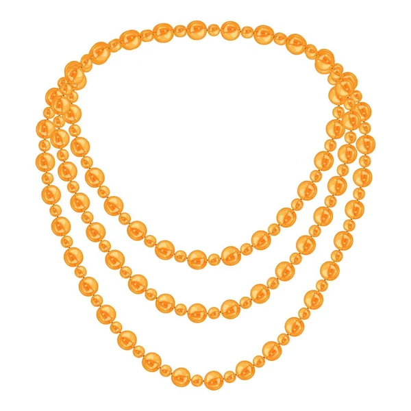 Collana d'oro icona di perle, stile cartone animato — Vettoriale Stock