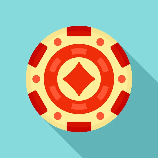 Icono Chip Casino Rojo Ilustración Plana Del Icono Vector Chip — Archivo Imágenes Vectoriales