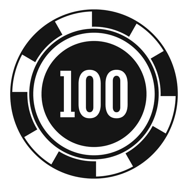 Ikona Casino chip 100, prosty styl — Wektor stockowy