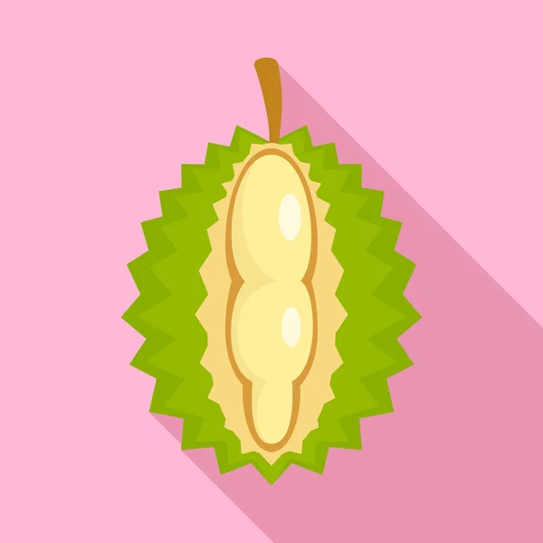 Vágott durian ikon, lapos stílusú — Stock Vector