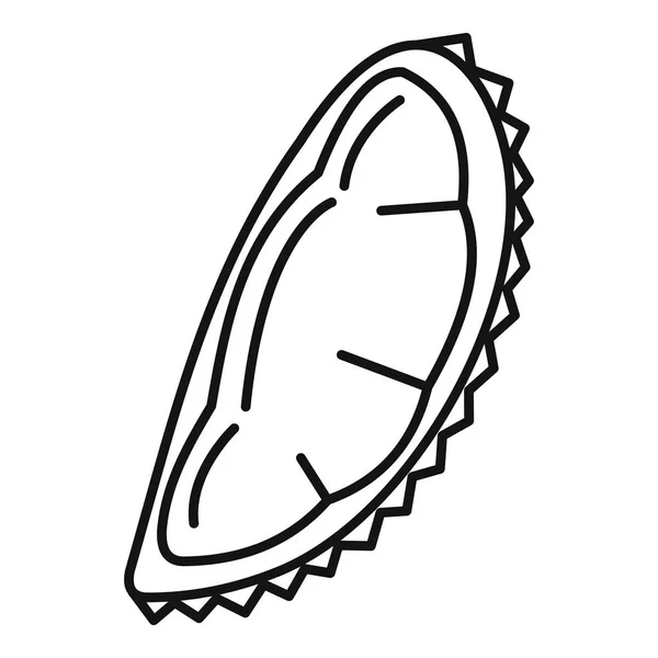 Čerstvý kousek durian ikona, styl osnovy — Stockový vektor