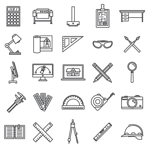 Architekt material tool icons set, outline style — Stockvektor