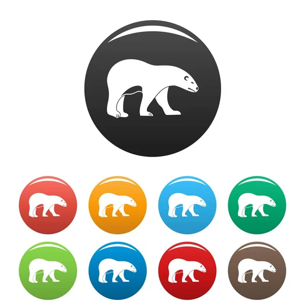 Walking isbjörn ikoner Ange färg — Stock vektor