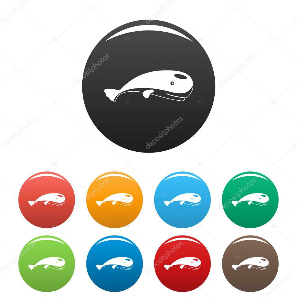 Mammal whale icons set color