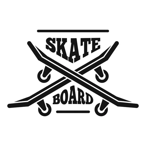 Logo skateboard hipster, gaya sederhana - Stok Vektor